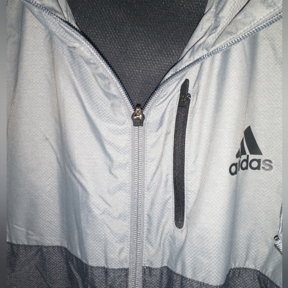 Men's gray Adidas light track jacket with hoodie - Picture 7 of 11